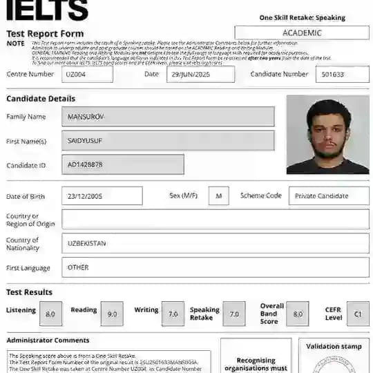Saidyusuf Mansurov | IELTS 8.0