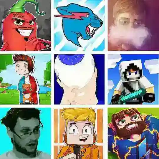 | Лололошка | MrBeast |Фиксай | Фиксплей | Эдисон | Домер | Куплинов | Винди | Пятёрка | Неркин | Nazzy | Заквиель |