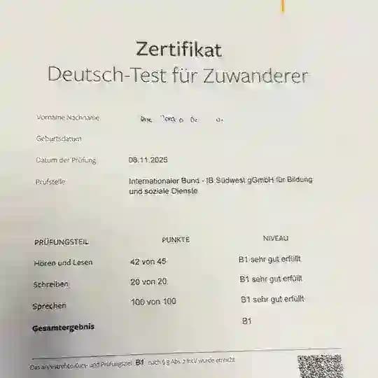 نماذج اللغة الالمانية B1 Profile