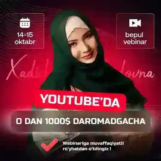 14-15 Oktabr | YouTubeda noldan Pul ishlash Profile